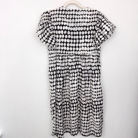 Anthro Maeve Womens Printed Flutter Sleeve Babydoll Midi Dress Size M Cotton - Picture 4 of 9